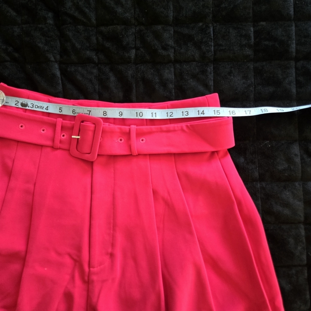 Hot Pink Wide Leg Belted High Rise Preppy Pant Size 10 NWT - Picture 7 of 11